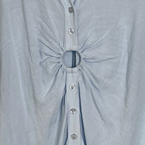 Song of Style Linen Blend Mini Dress Front Cutout Light Blue Size Small - Picture 5 of 12